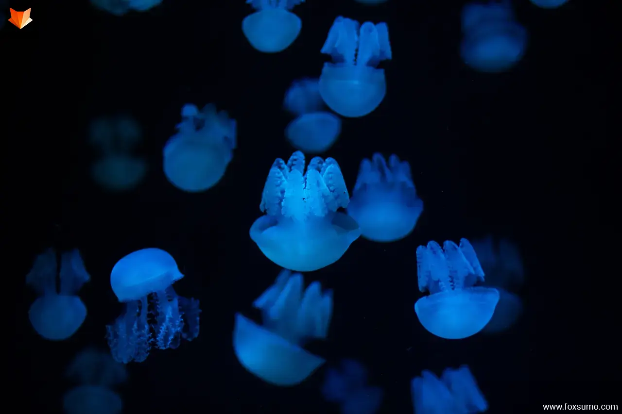 blue blubber jellyfish Blue Animals